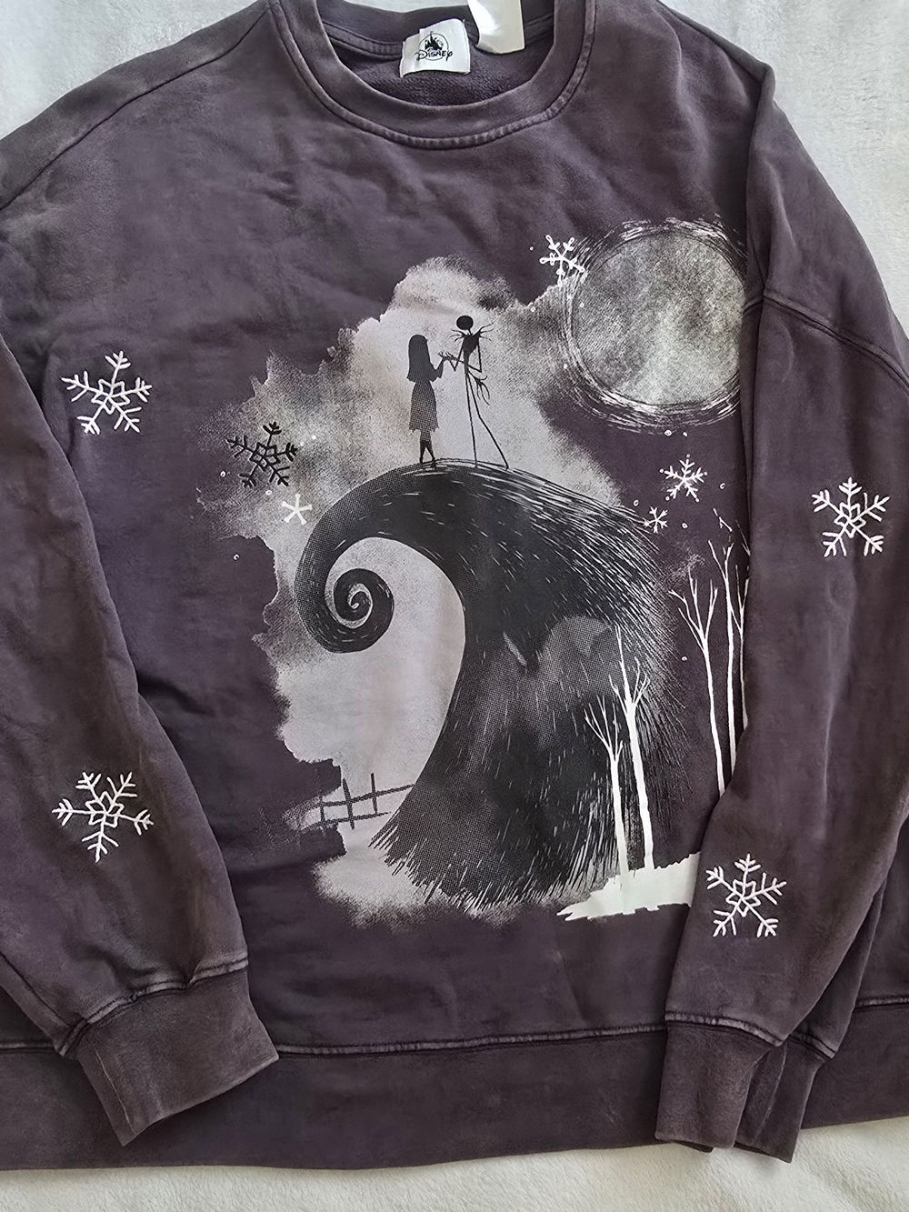 Disney Women's Gray Crewneck Nightmare Before Christmas